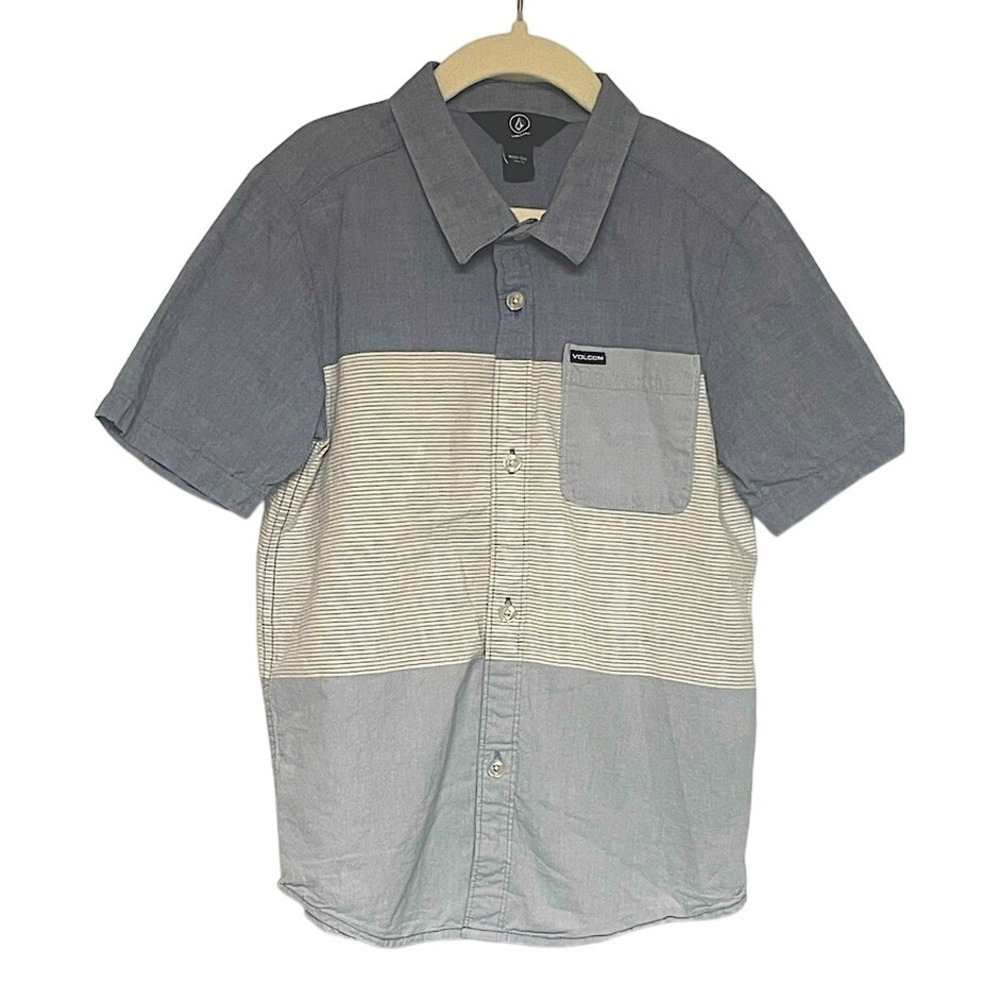 Volcom Kids Blue Colorblock‎ Button Down Shirt Boys 7